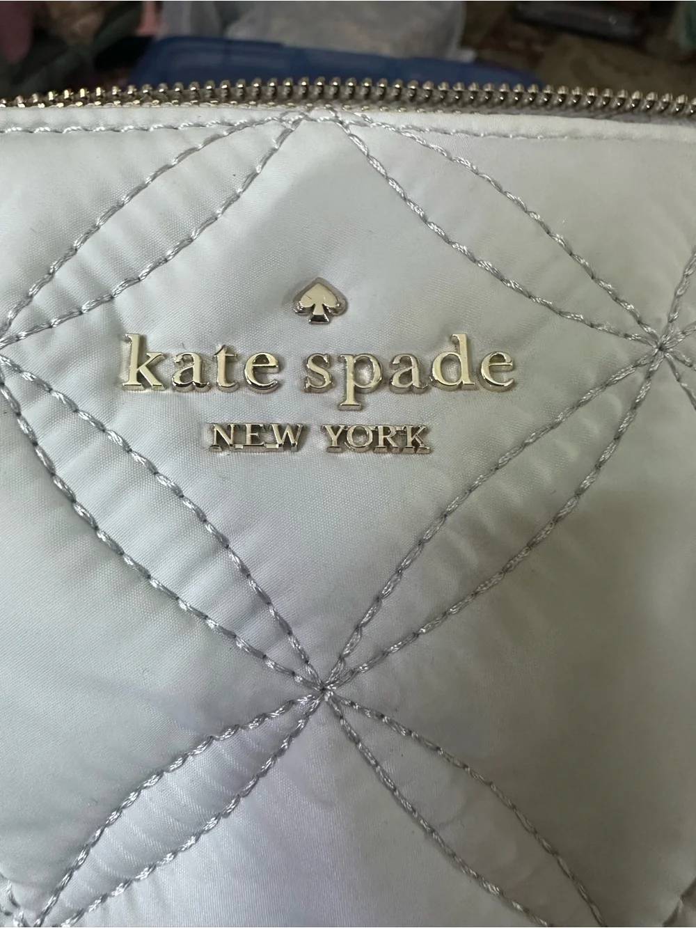 Kate Spade Quilted White Cosmetic Pouch
